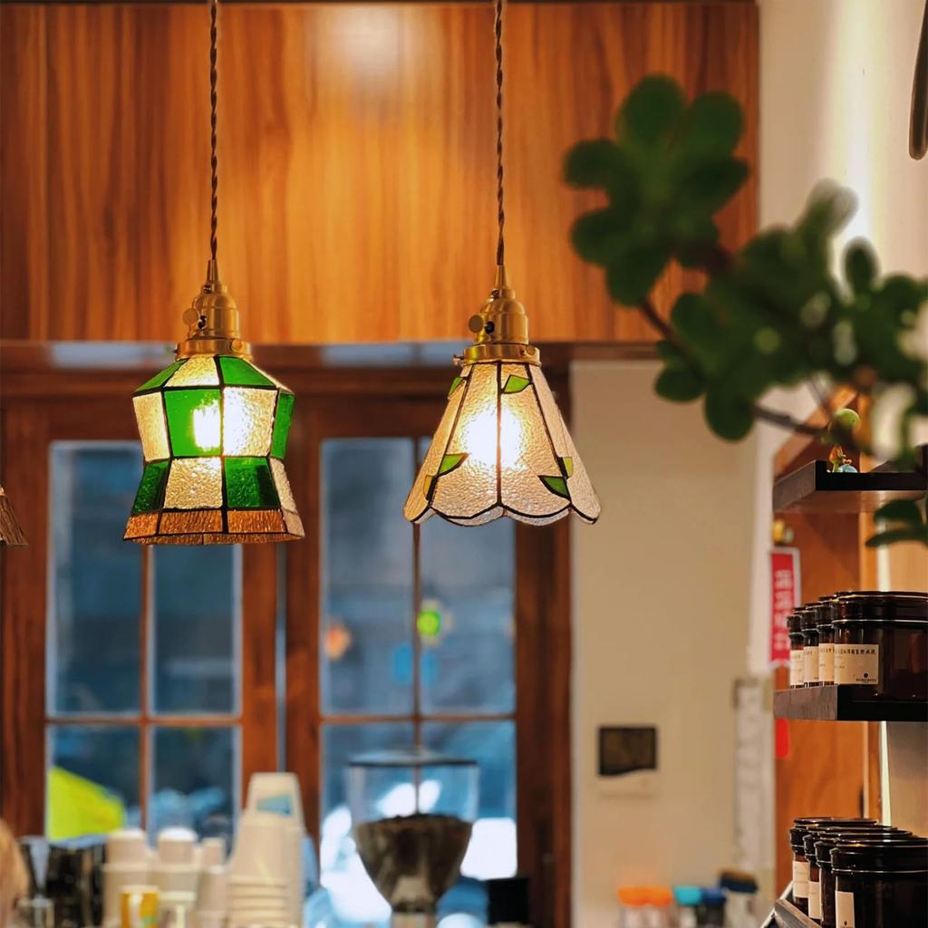 Stylish LED Pendant Light with Glass Shade, Nordic Modern Design, Brass Body, Adjustable Cord, Ceiling Mount (E26 Base, Bulb Sold Separately), Ideal