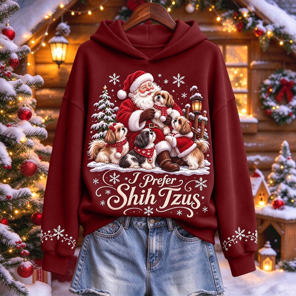 Women's Christmas Pullover Hoodie Long Sleeve Hooded Sweatshirt for Holiday