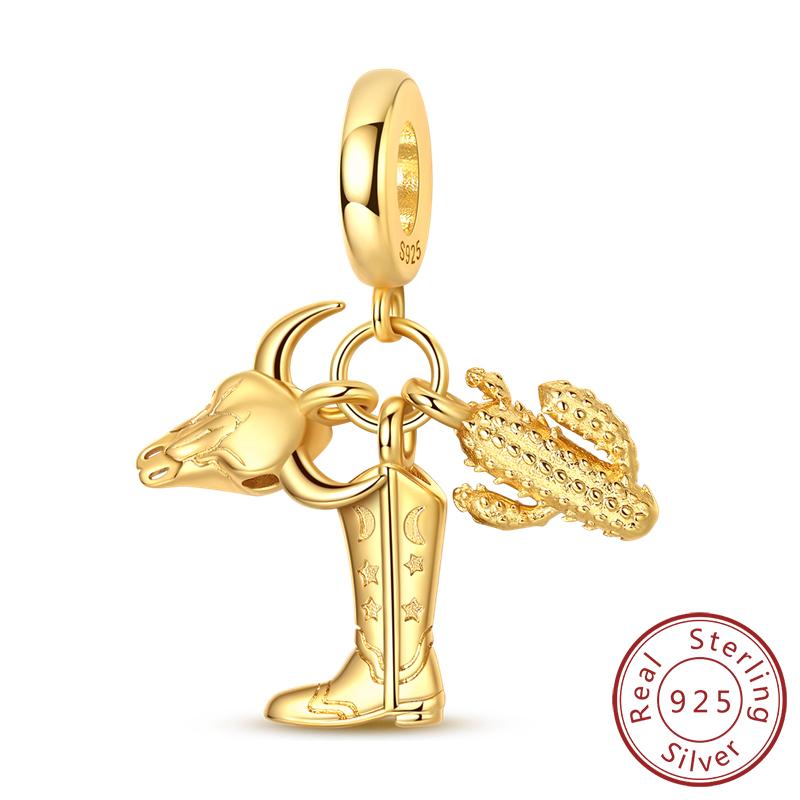 Original Charms Bead Copper Apple Skull Butterfly Flower Cat Starry Sky Charm Fit Bracelet Pendant Diy Jewelry Gift