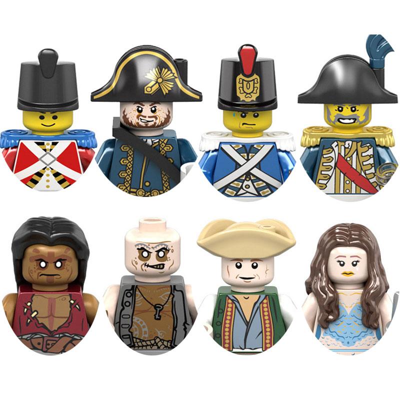 Pirati dei Caraibi Capitano Jack Jones Davy Jones Barbanera Figure Blocchi Mattoncini da Costruzione Giocattoli da Costruzione per Bambini