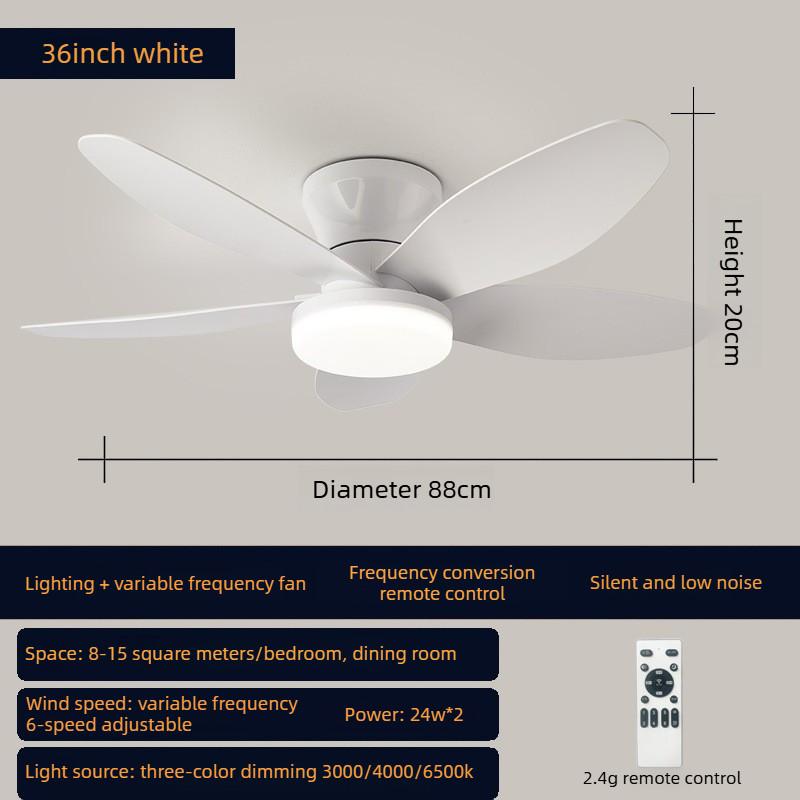 Household Bedroom Electric Ceiling Fan Light Quiet Frequency Conversion Ceiling Fan Lamp Living Room LED Lighting Fan