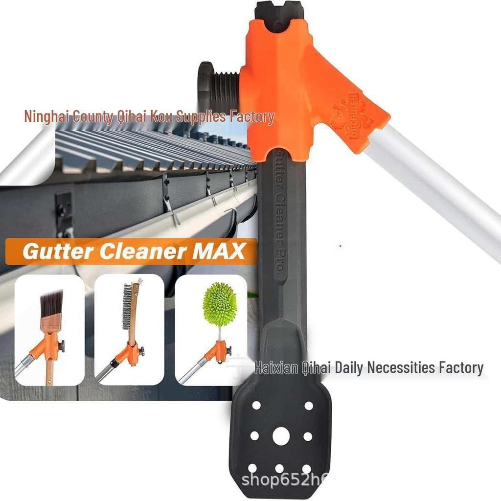 Multi-functional Gutter Cleaner with Universal Extension Rod and Brush