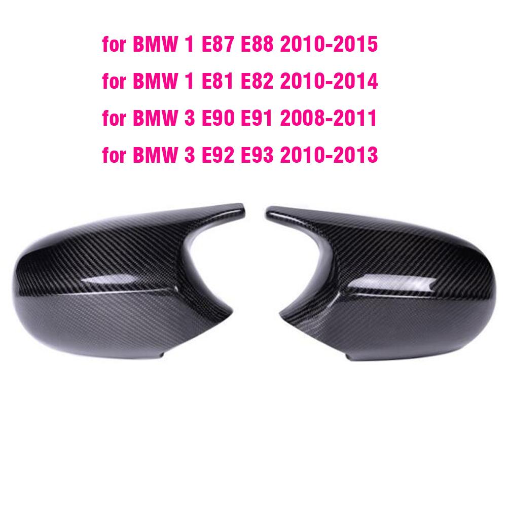 Rear View Mirror Covers  Caps for Bmw E81 E82 E87 ,116i 118i 120i E88 E90 E91 2008-2011, 320i 330i 330d Carbon Fiber Gloss Black