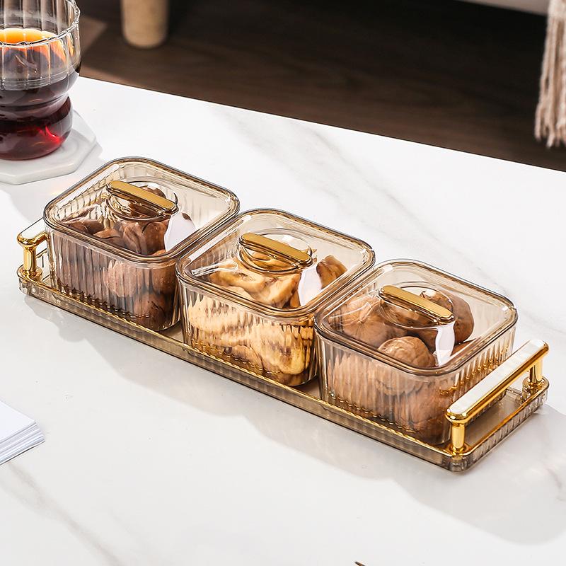 Luxurious Food-Grade Dried Fruit and Nuts Snack Plate with Lid