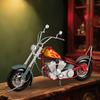 43cm Large Handmade Iron Vintage Motorcycle Decor,Classic Red Bike with Chrome Accents,Flames, Sturdy Metal Construction for Home, Office, Bar