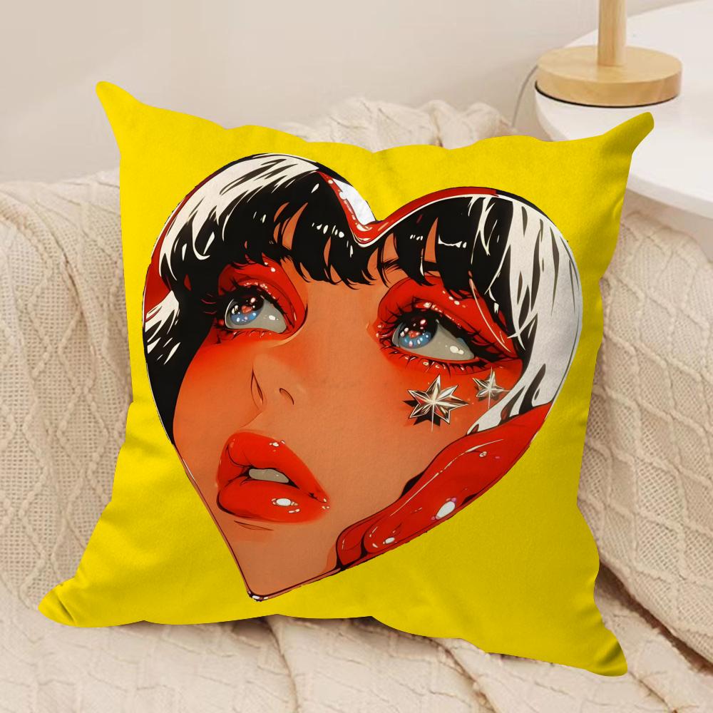 Creative Loving Woman Cushion Cover Soft Plush Fabric Double-Sided Printed Sofa Cushion Cover for All Seasons Home Decor Gift