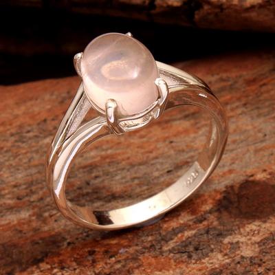 Statement Jewelry, Rose Quartz Ring, Handmade Jewelry, 925 Sterling Silver, Gift For Her, Silver Ring