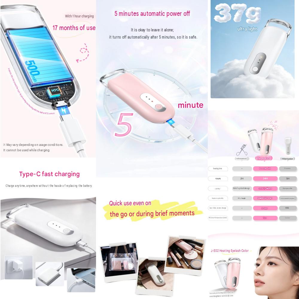 Luxeed Eyelash Curler, 10-Second Heating, 24H Continuous Heating, Color, Type-C Charging, 2-Level Temperature Control, Mini Portable Curler