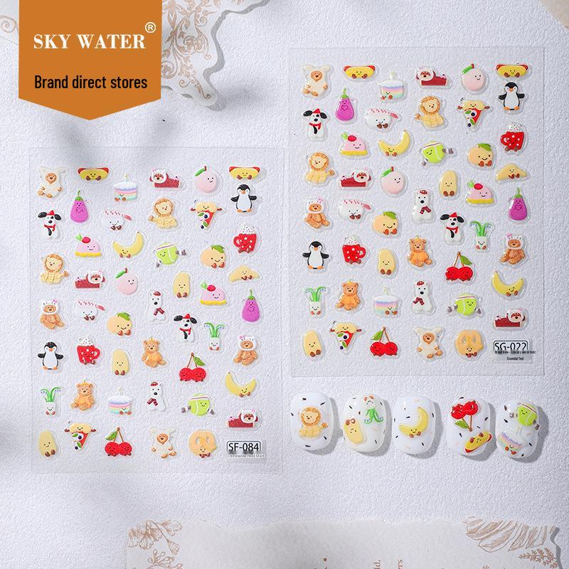 SKY Cute Cartoon Animal Jelly Nail Art Stickers - Celebrity Style Little Bear DIY