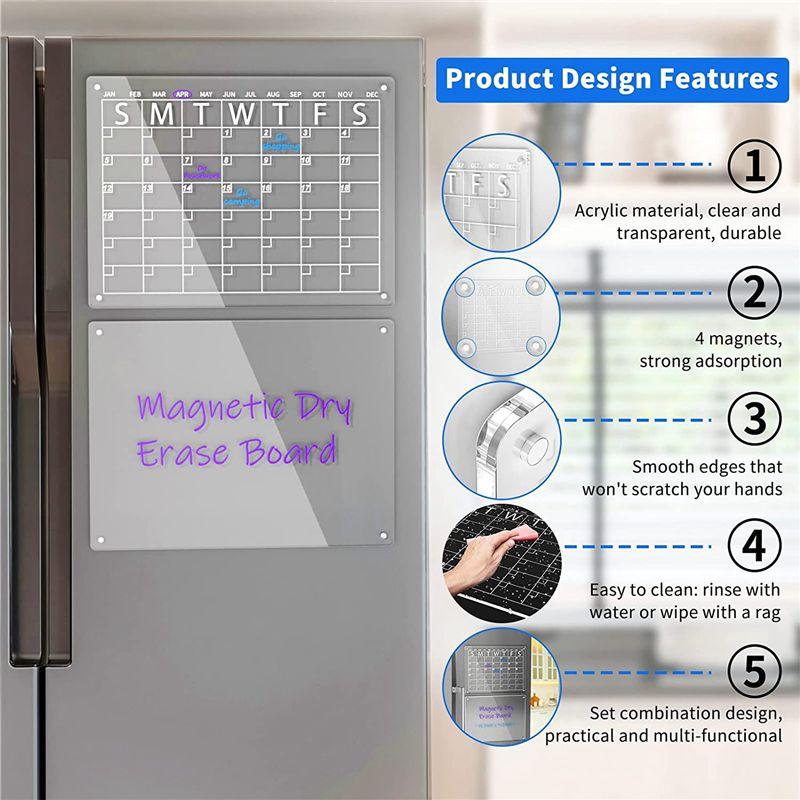 

BHBL Acrylic Dry Erase Board Set for Fridge, Clear Monthly Calendar 6 Pens & Pen Holder, Refrigerator Planner Board China Mainland