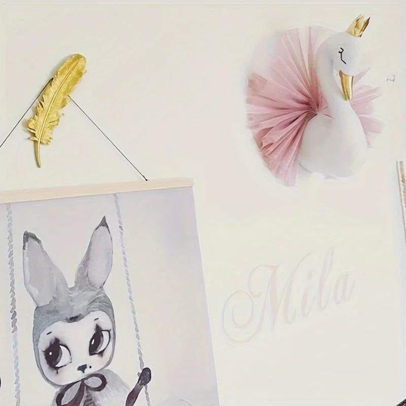 Crown Swan Animal Head Wall Decoration Doll Princess Kids Room Decor Photographic Backdrop Home Ornament Wall Art Accessory