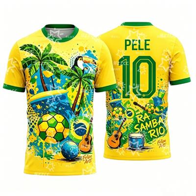Pelé Brasilien Nationalmannschaft Trikot Trainingsset Sommer Sport Herren T-Shirt Kinderkleidung T-Shirt Frau Radtrikot