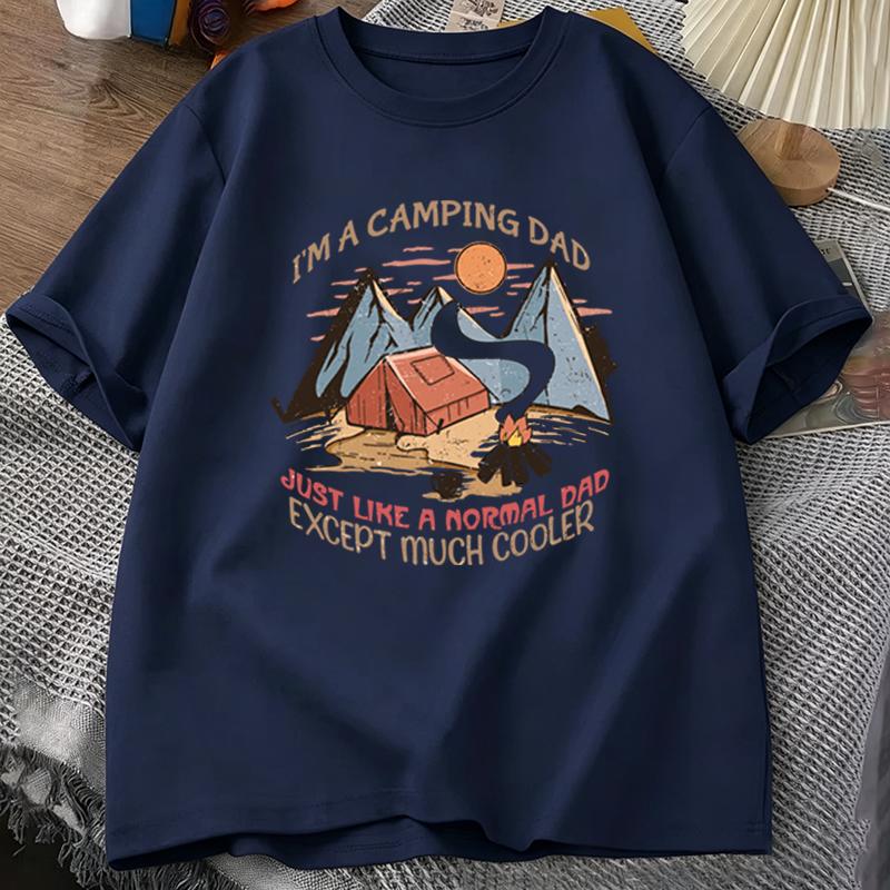 Im A Camping Dad Tshirt Vintage Mountain Campfire Print Casual Short Sleeve Mens Tee Fathers Day Gift Outdoor Casual Mens Tee S