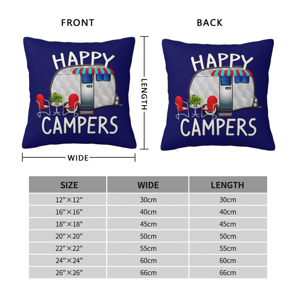 Happy Campers Car Square Pillowcase Cushion Cover Pillow Case Throw Pillow Cover for Home Sofa Living Room
