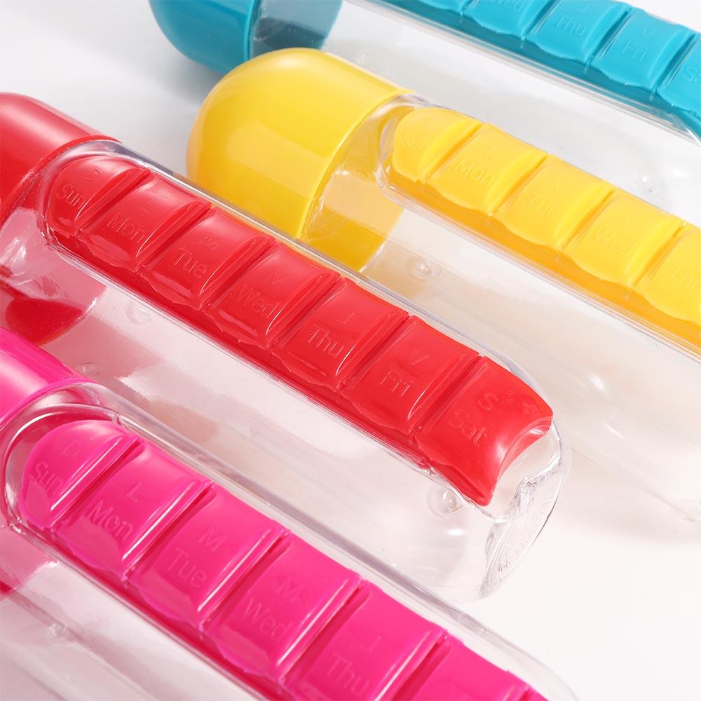 Daily Pill Boxes Organizer Medicine Box Water Bottle Pill Boxes Sports Water Bottle Hiking