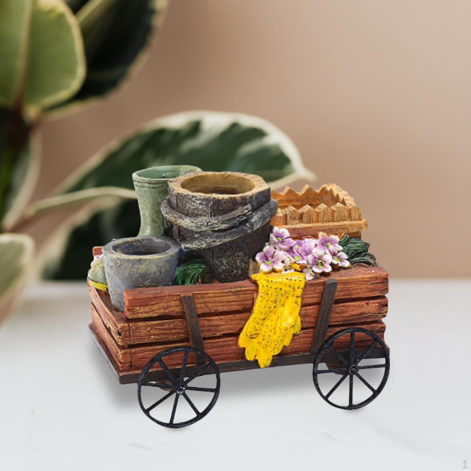Креативный тележка Цветочный горшок Декорация Макет Сделай старый Многоразовый Орнаментальный Цветочный горшок Стенд для Four Wheel Cart