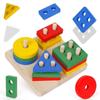 Wooden Recognition Shape Sorter Colorful Recognition Color Matching Puzzle  For Toddlers