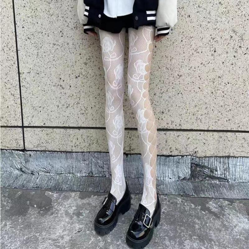 Gothic Fishnet Tights for Women Sexy Mesh Stockings Lolita Y2K Patterned Pantyhose Trendy Leggings for Alternativewear