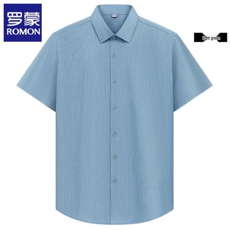 ROMON Men s Wrinkle-Resistant Striped Short Sleeve Business Casual Shirt 45