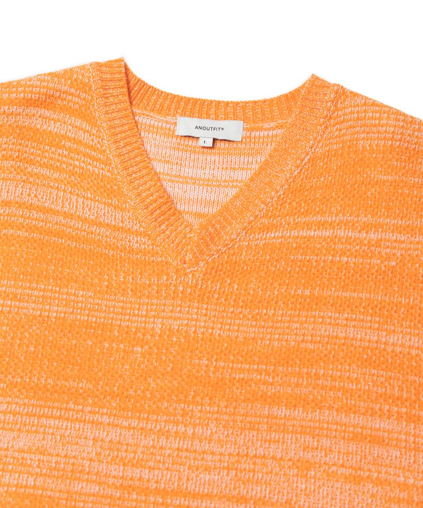 Aott Two-Tone Color Block Knit Vest Orange