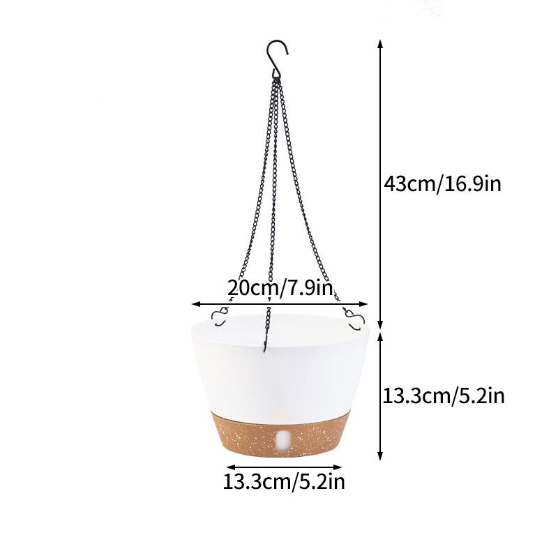 8/10Inch Hanging Planters for Indoor Outdoor Plants Self Watering Hanging Plant Pot with Saucer Plastic Flower Pots Garden Decor