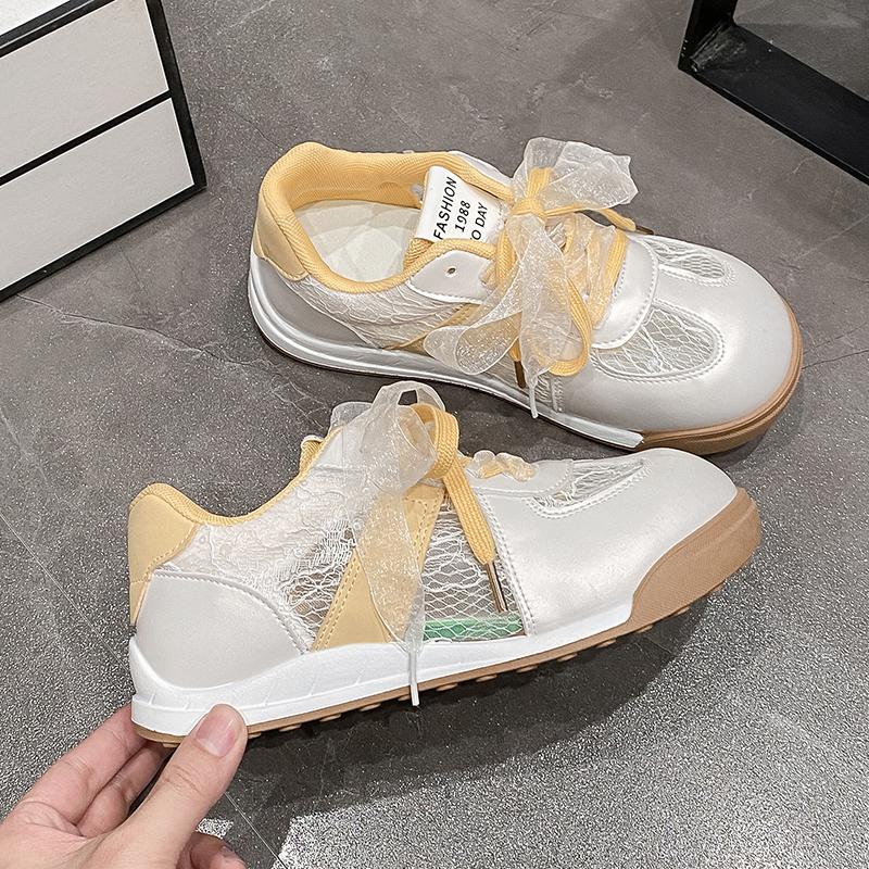 Lace Mesh Flats Casual Sport Shoes Woman Lace-Up Women Sneakers Summer 2025 Fashion Running Breathable Comfort Zapatillas Mujer