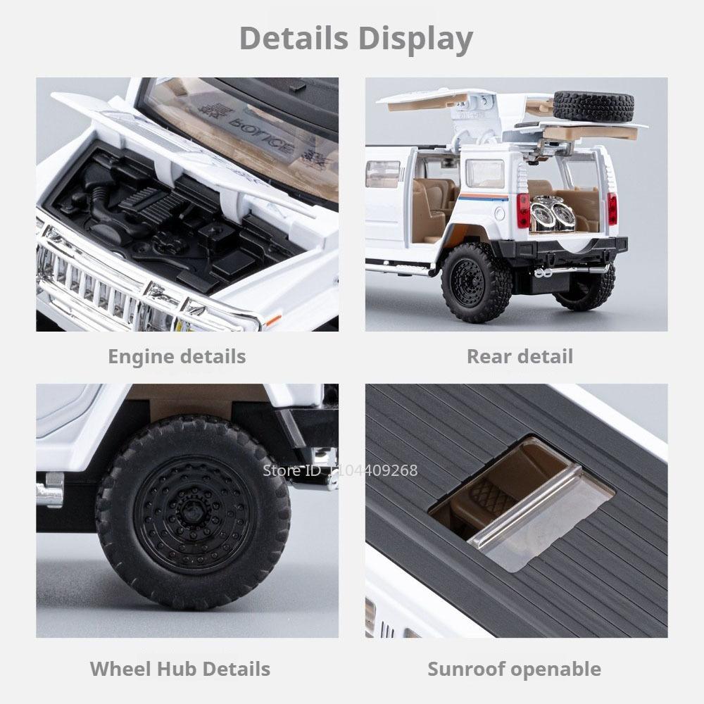 Scale 1:32 Extended Police Car Model Toy Alloy Body Rubber Tires Shock Absorption Off-road Vehicles Sound Light Holiday Gifts