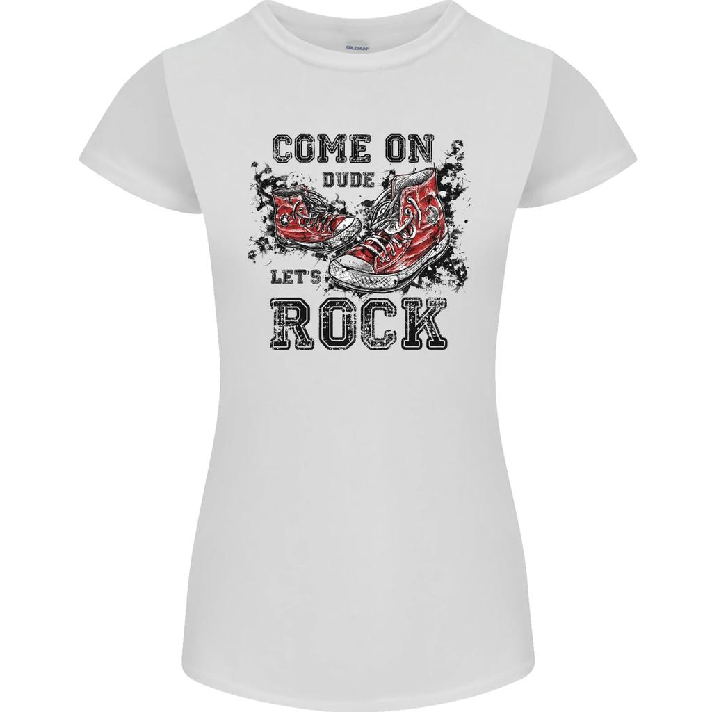 Come On Dude Lets Rock Trainers Womens Petite Cut T-Shirt