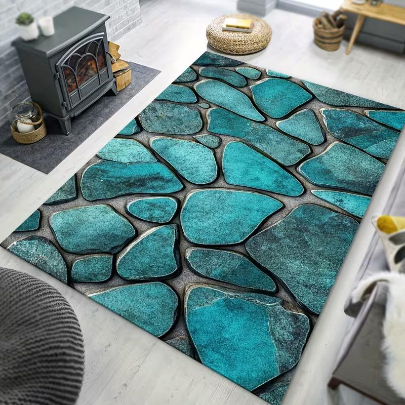 Imitation Cobblestone Stone Texture Area Rug Non Slip Floor Mat Entryway Kitchen Household Indoor Modern Decor Carpet