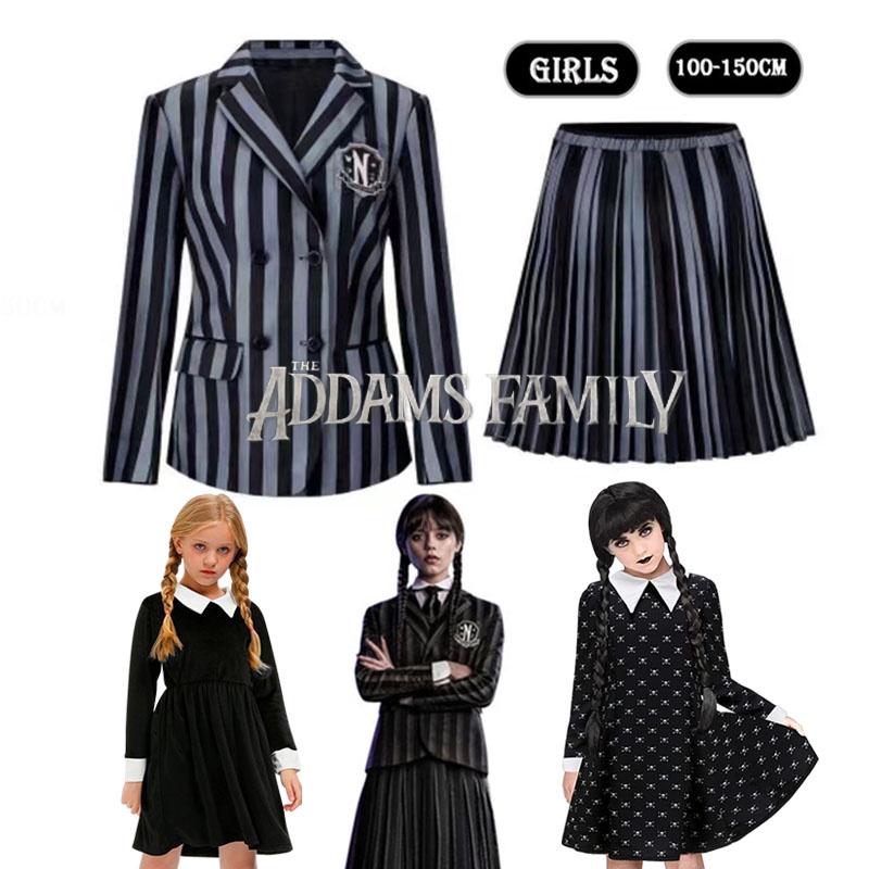 School Addams Uniform Girls Kids Dress Cosplay Halloween Xmas Partys