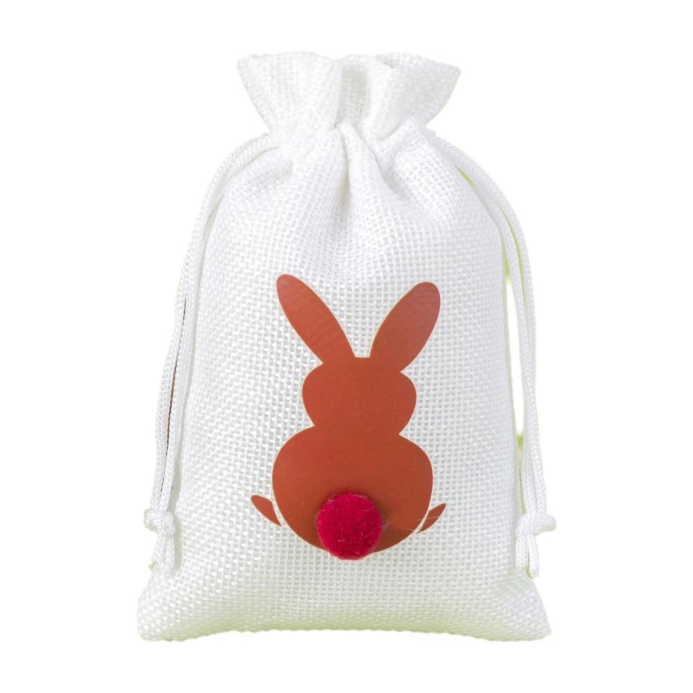 10PCS Bunny Pattern Easter Candy Bags Reusable Eco-Friendly Rabbit Candy Bags Festival Decorative Gift Packaging Bags