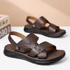 New First-layer Cowhide Sandals Men's Breathable Leather Beach Shoes Casual Soft Sole Medium Old Dad Men's Shoes