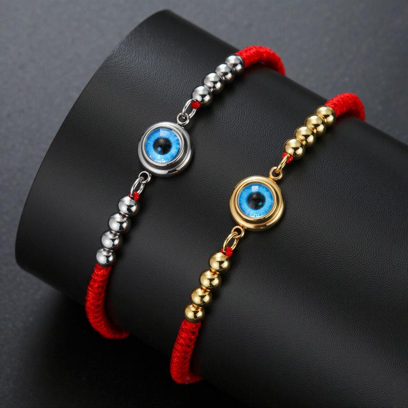 Evil Eye Bracelet With Real Eye Pendant Adjustable Pull Cord Hand Jewelry Fashion Accessory For Women And Men