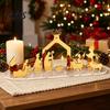 Reusable Holiday Display Christmas Acrylic Ornament, Mirrored Golden Silhouette Scene, Decorative Festive Desktop for Living Room Fireplace