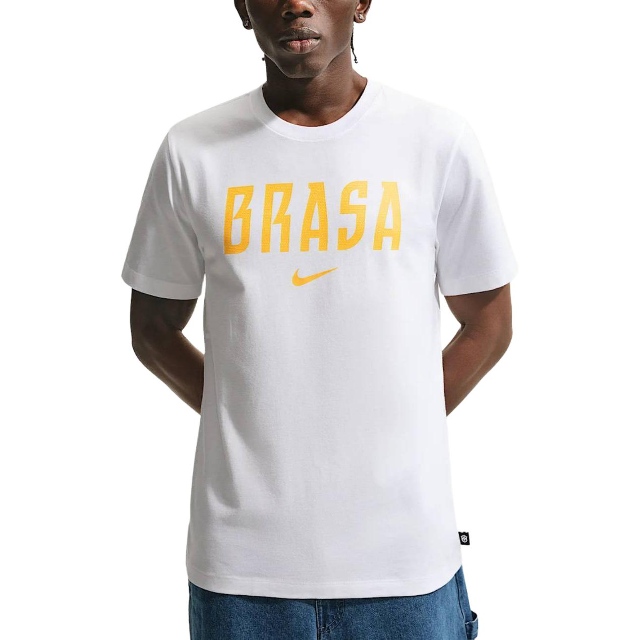 Nike Brazil Team Soft Lightweight Daily Short Sleeve Football Shirt Men tops IH2175-100 S
