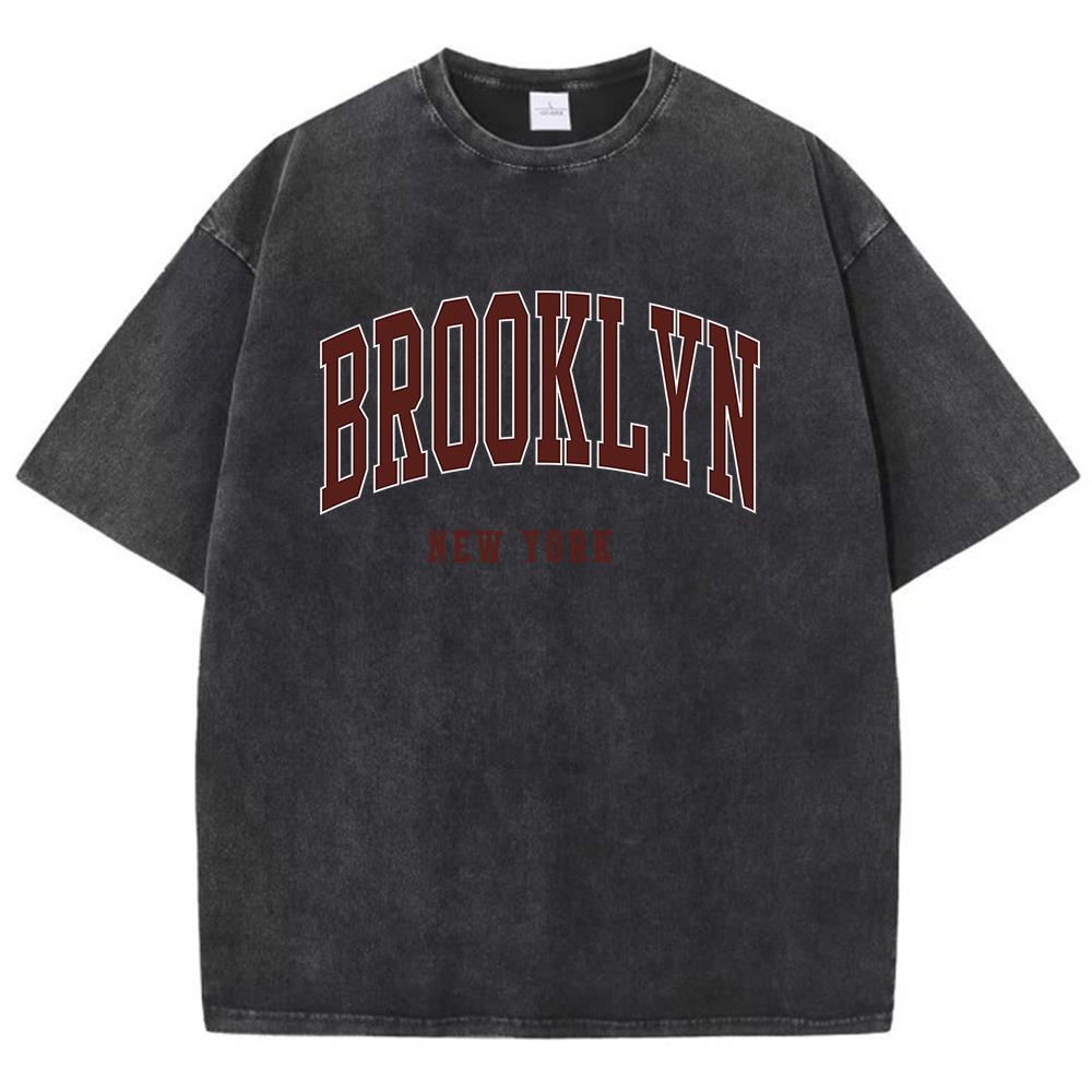 Brooklyn New York Letter Print Male Tee Clothing Graphic Comfort T Shirt Cotton Round Neck Tee Shirt Fittingcomfort