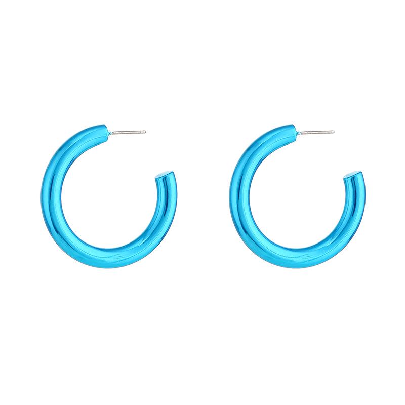 Kenjie Iridescent Electroplated Classic Hoop Earrings for Women - Colorful Punk Retro Style.