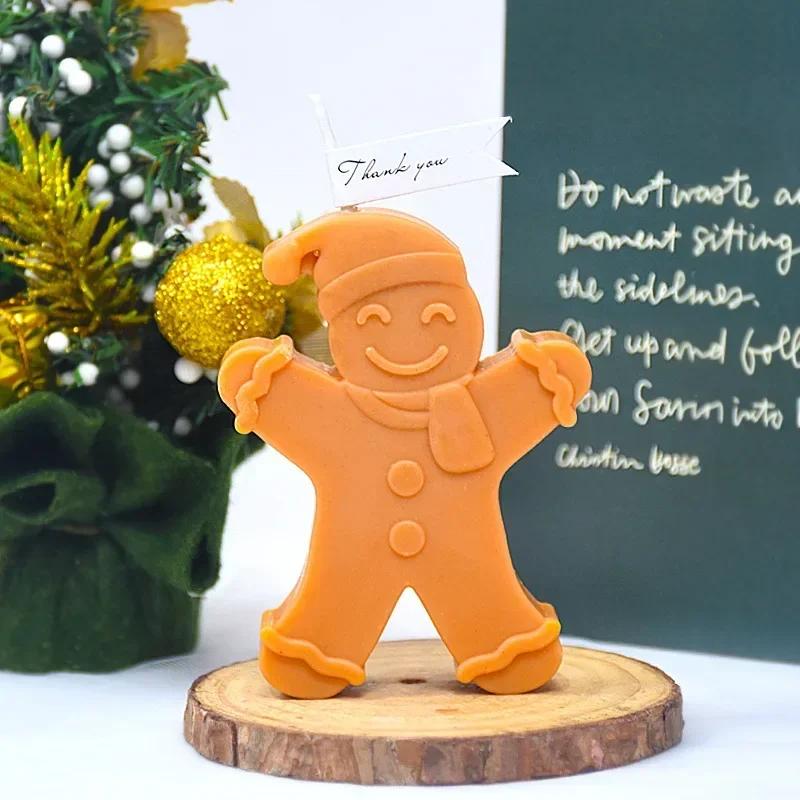 Large Christmas Doll Silicone Candle Mold 3d Gingerbread Man Handmade Gypsum Soap Resin Crafts Molds Home Decoration Gift