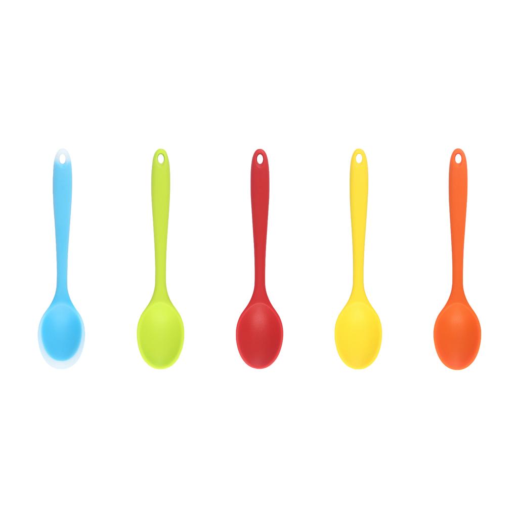 Set of 5 Elegant Soup Spoons Silicone Dinner Spoons Silicone Tablespoons Suitable for Family Meals and Gatherings Use
