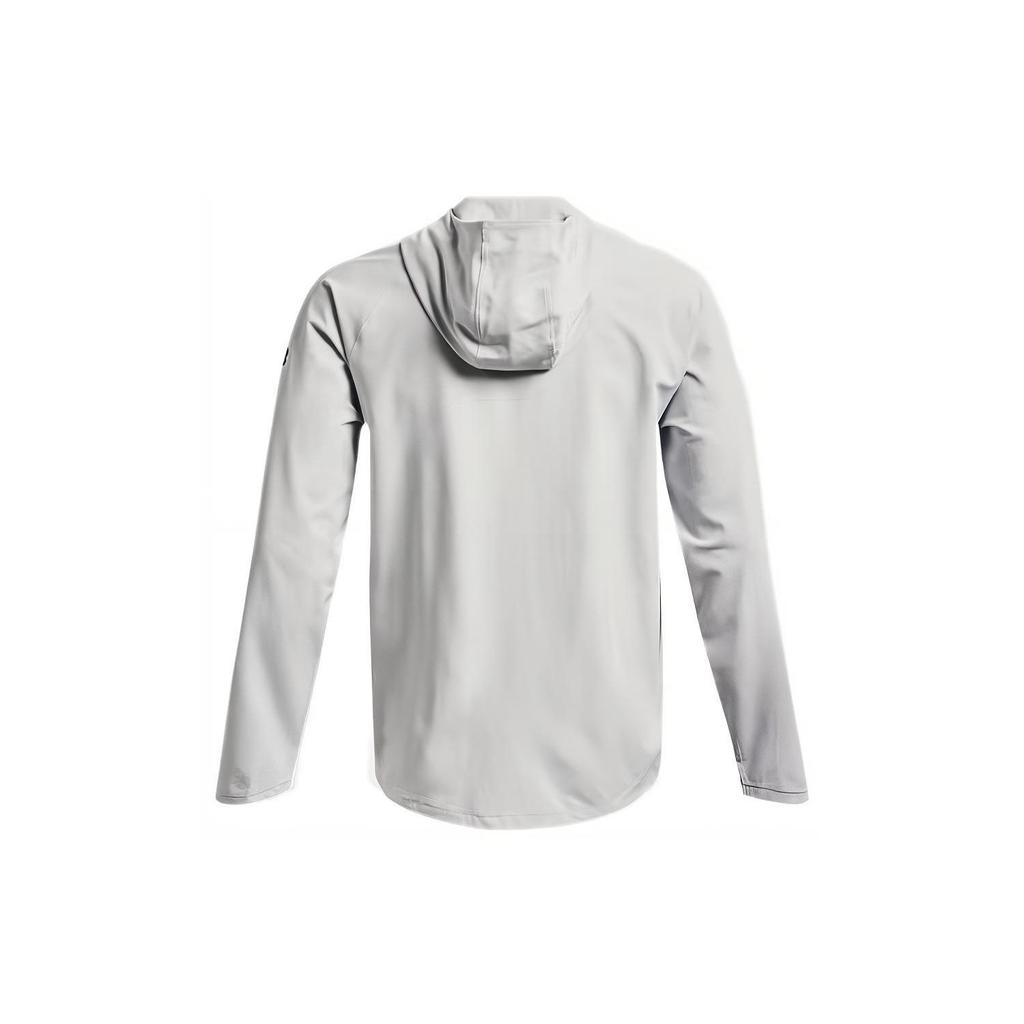 Under Armour Sun Protection Series Solid Zip-Up Drawstring Hooded Sports Woven Breathable Training Jacket Men Jacket Grey 1370494-014