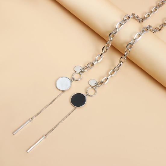 Choker Punk Geométrico Brincos Pendentes com Gancho de Fecho Alavanca Choker em Y com Pingente de Disco Corrente Grossa para Uso Diário Festas de Rua
