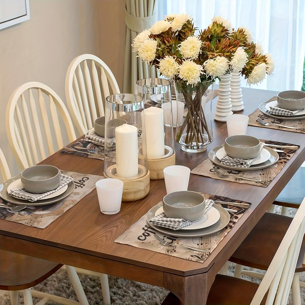 4/6pcs Set of Coffee And Chocolate Placemats, Seasonal Holiday Table Mats Suitable for Cottage Restaurant Kitchen Decor, Measuring 12X18 Inches
