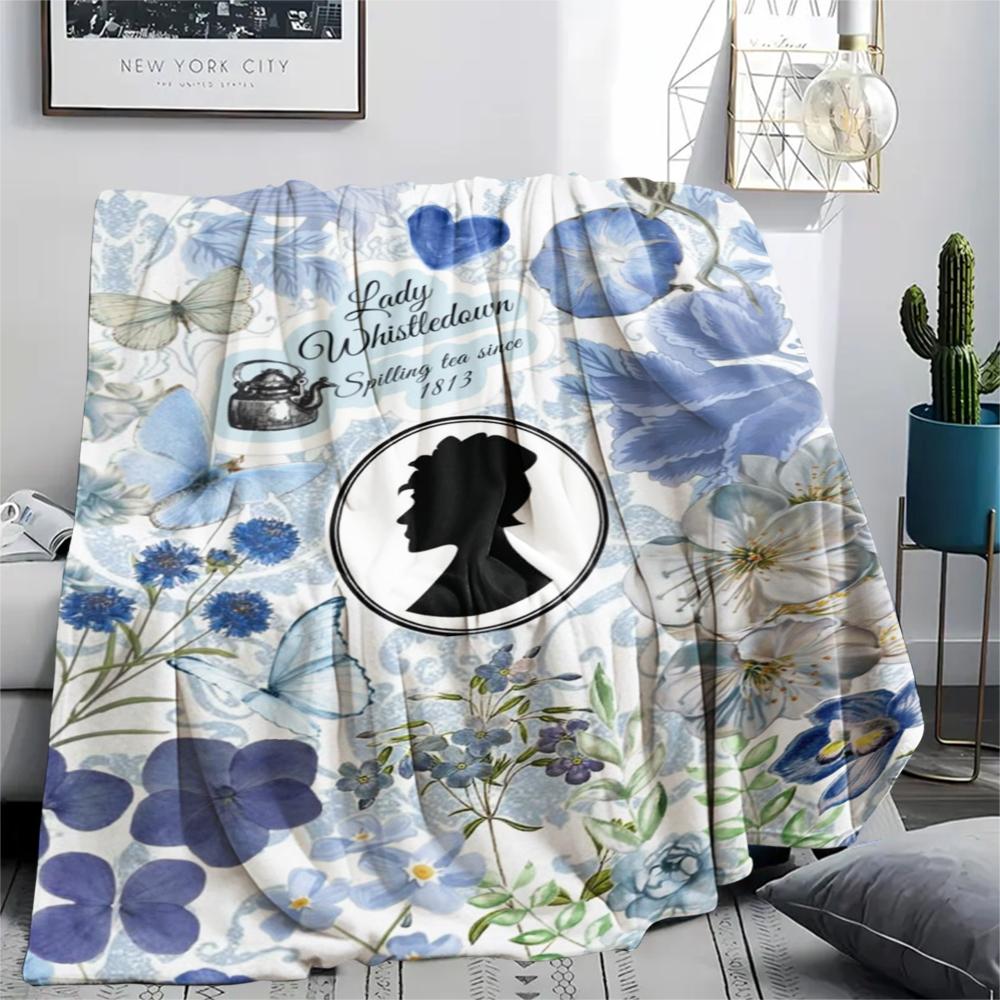 1PC Bridgerton Print Flannel Blanket, High quality Comfortable for All Seasons, Home Decor, Warmth and Comfort, Perfect for Christmas Gifts