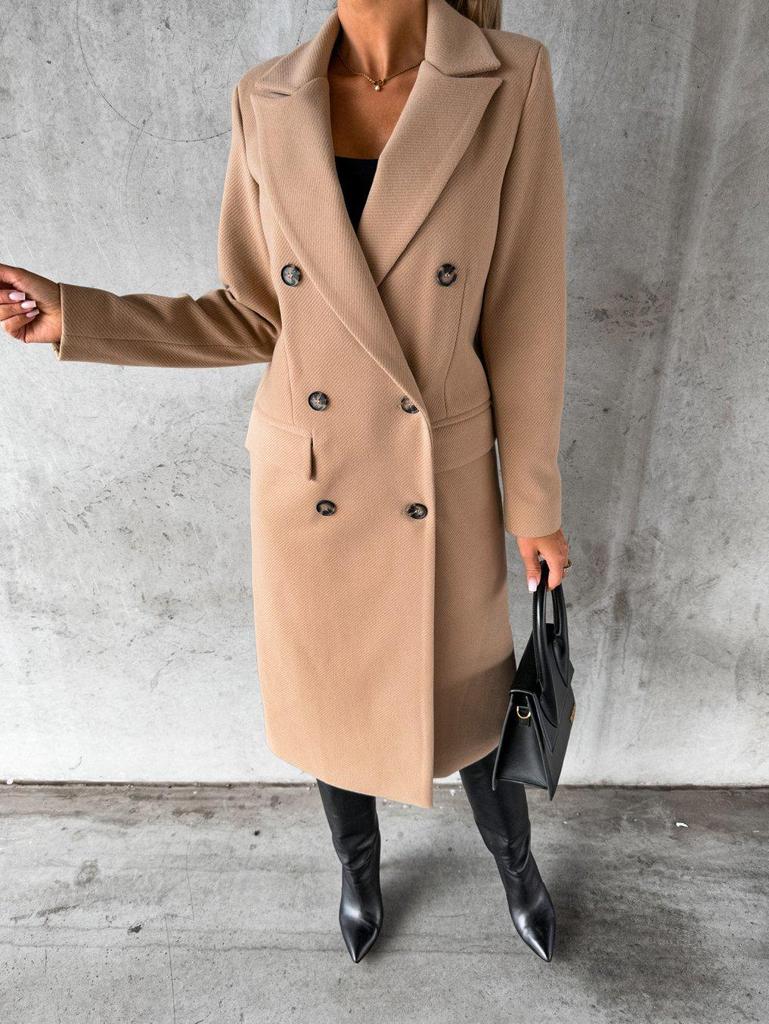 Manteau en laine double boutonnage à manches longues Bestseller Femme Automne/Hiver 2025