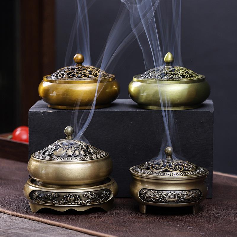 Brass Incense Burner for Sandalwood, Agarwood, and Coils - Perfect for Home, Tea Ceremony, and Indoor Use