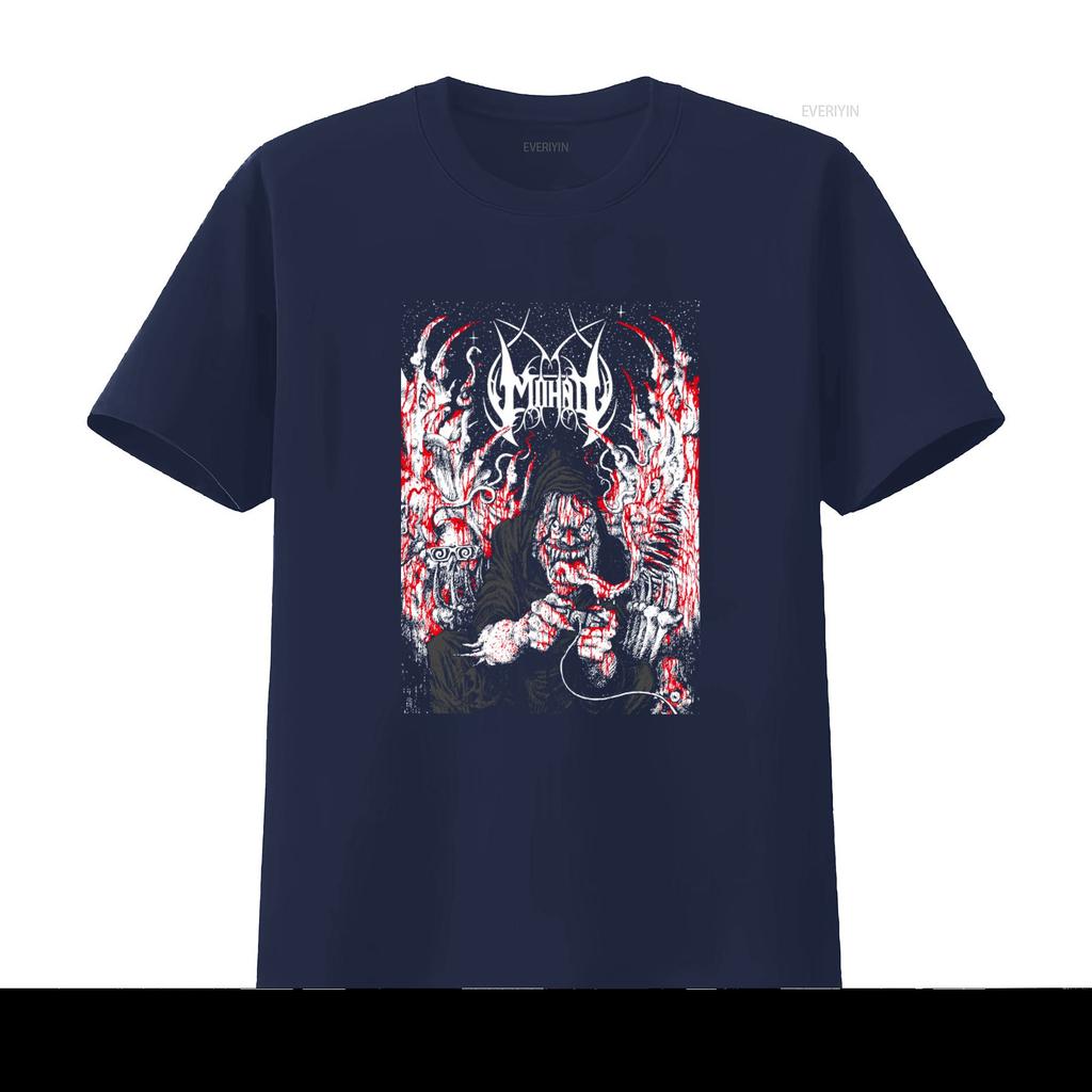 MONAD DRUID T Shirt XXL Navy Blue Breakcore Grindcore Gabber Death Metal IDM Gothic Horror Print Vintage Washed Stylish