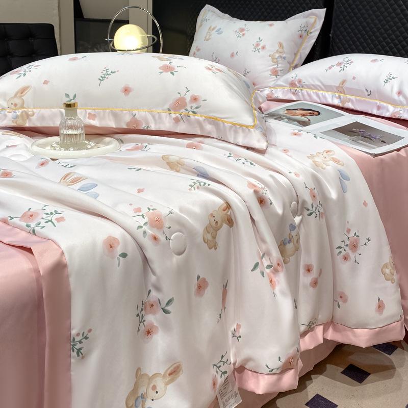 Tencel Summer Quilt Set: 25 Designs - Lightweight Silk, Washable, Perfect for Student Dorm Beds