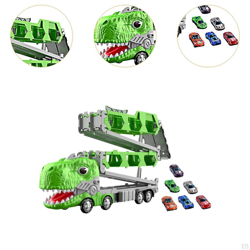Dinosaur Track Transporter Set, Truck Car Toy, Novel Folding Ejection for