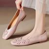 French Fairy Wind Flower Shallow Mouth Single Shoes Female 2025 Spring New Flat Spring and Summer Soft Leather Comfortable Soft Sole Beanie Shoes