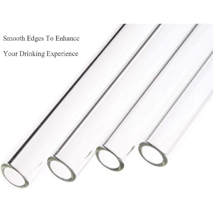 ALINK Skinny Clear Glass Straws, 10.5" x 7 mm Long Reble Drinking Straws for 30 oz 20 oz RTIC/YETI Stanley Tumblers, Mason Jars, Pack of 8 with 2